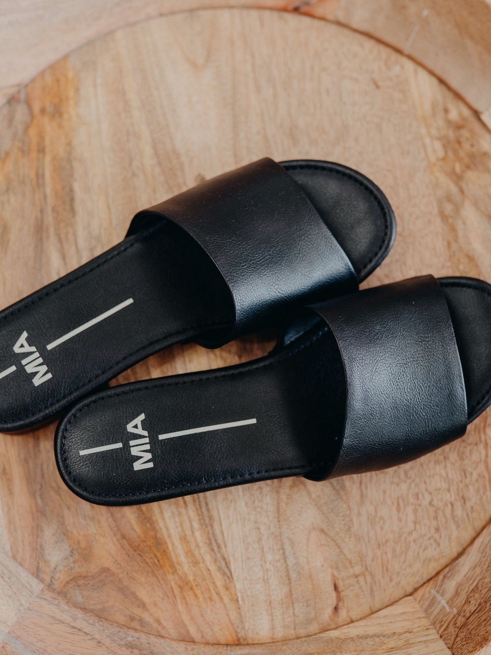 MIA Black Slide Sandals